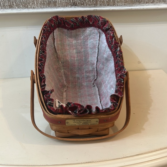 Longaberger 1991 Christmas Collection Yuletide Tradition Basket& red plaid liner - Picture 8 of 9